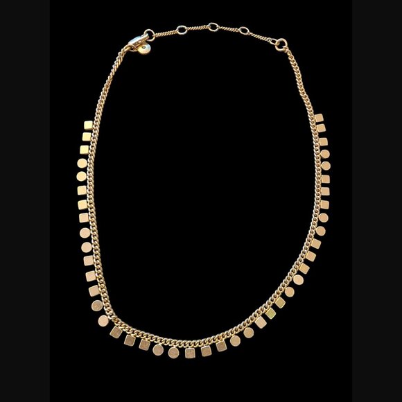 Madewell Gold Tone Geometric Collar 17" Long Choker Necklace - Picture 8 of 9